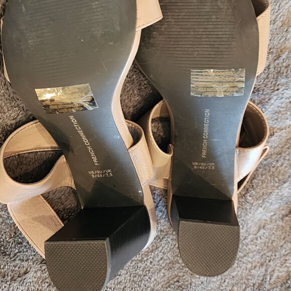 French Connection Block Heel Sandals – Nude / Taupe – Size 9 - Picture 7 of 7